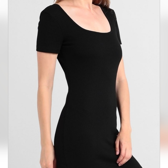 New 1X Puma Black Ribbed Square Neck Bodycon Dress - Picture 2 of 16